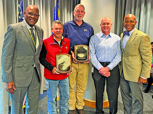 L-R: Commission Chair Don Porter, Water Treatment Plant Coordinator Del Coffman, Water Treatment  Facilities Manager Jason Green, Chief Operations Officer for Water Mick Noland, CEO Timothy Bryant