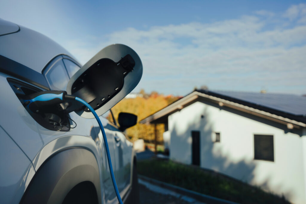 Car is plugged in and charging its battery