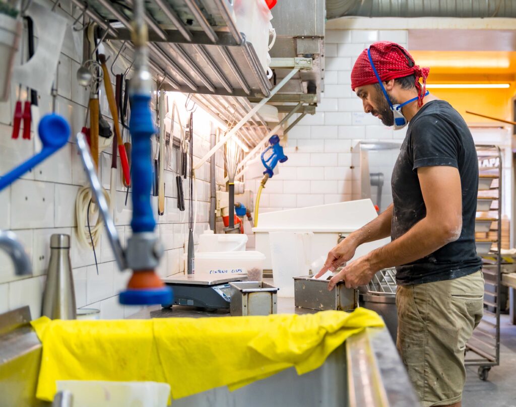 Worker in an industrial kitchen